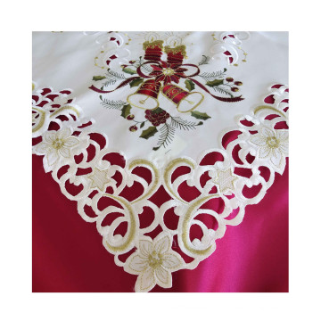 100% Polyester Embroidery cutwork tablecloth for Christmas